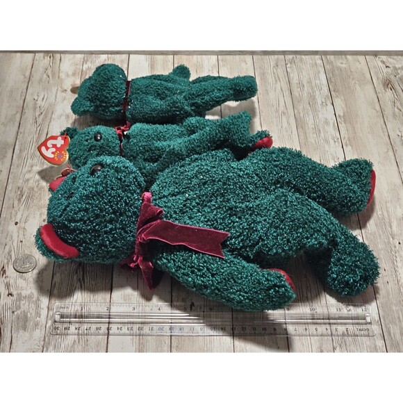 2001 Ty Beanie Babies Holiday Bear Stuffed Animals Green Plushies Lot of 3 - Picture 10 of 10